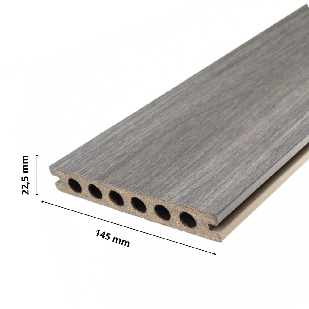 Deska-kompozytowa-Gardin-Deco-Dark-silver.jpg Deska tarasowa kompozytowa 22,5x145mm (3m) komorowa CIEMNE SREBRO Gardin DECO - obrazek 1