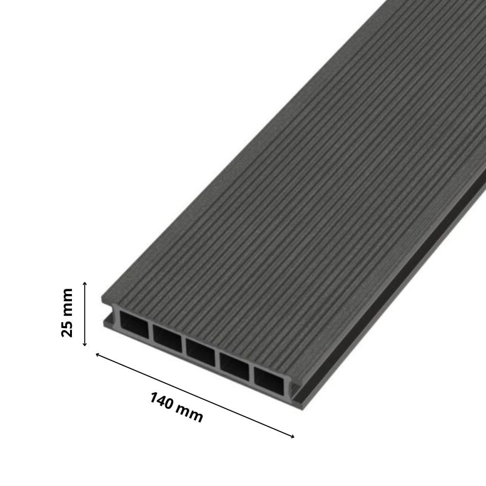 Gamrat-eco-grafit.jpg Deska tarasowa kompozytowa 25x140mm (3m) komorowa GRAFIT Gamrat ECO - obrazek 1