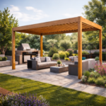 Nowoczesna pergola ogrodowa z lamelowym dachem